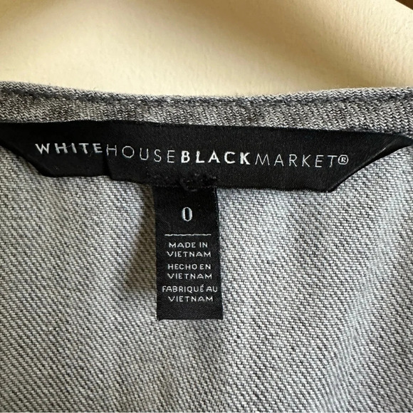 White House Black Market size 0 Gray Denim Belted Jean Dress stretch Snaps Up - Picture 5 of 7